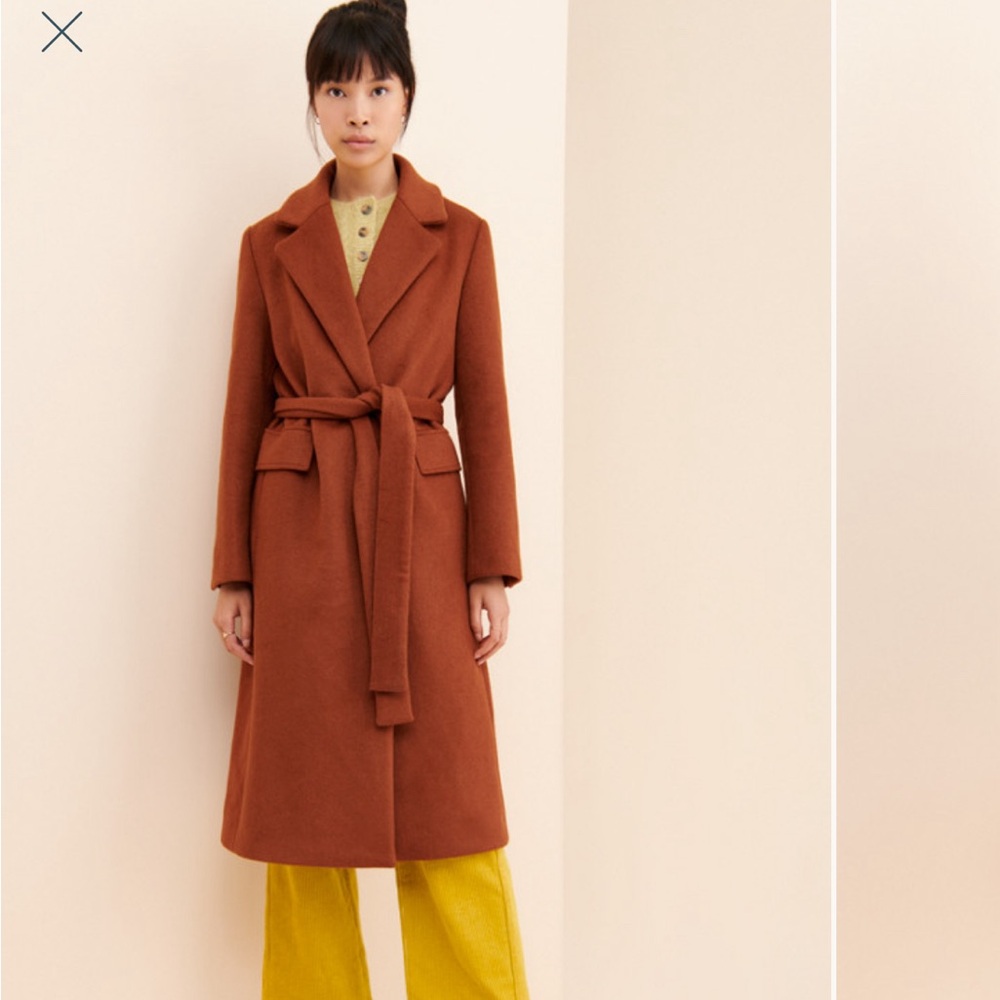 Anthropologie Wool Blend Coat - Cinnamon Brown